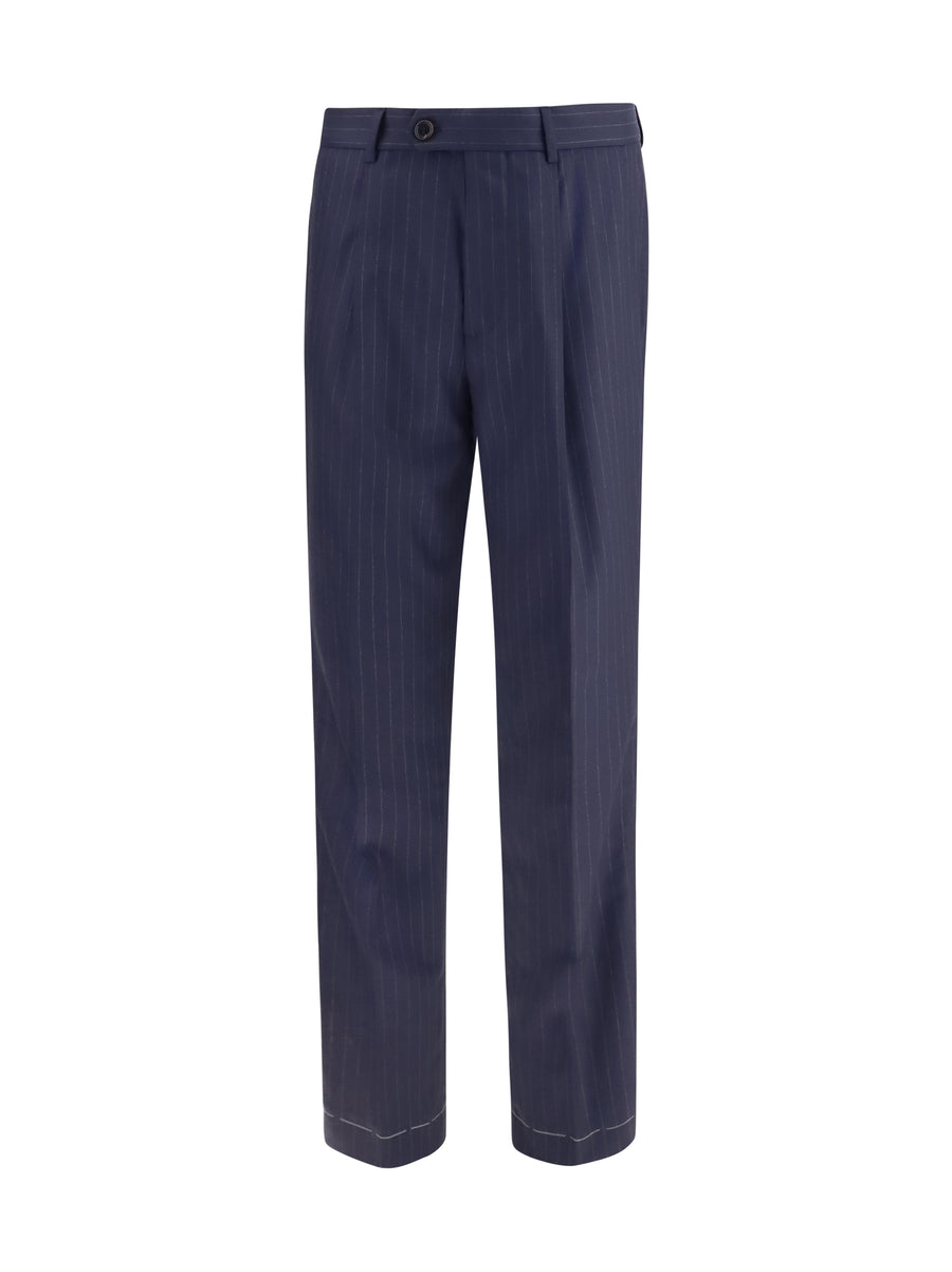 Virgin Wool Batavia Pinstriped Pants Navy Fleece Ovis Aries