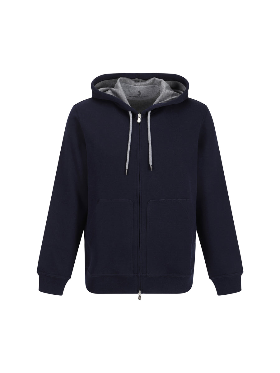 Brunello Cucinelli 65% Cotton hoodie in navy