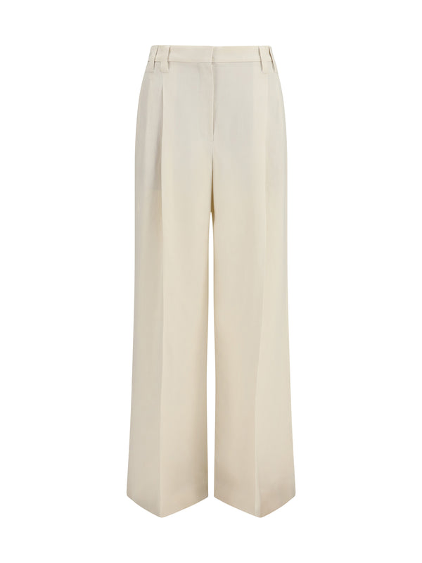 Brunello Cucinelli 72% Viscose; 28% Linen trousers in beige