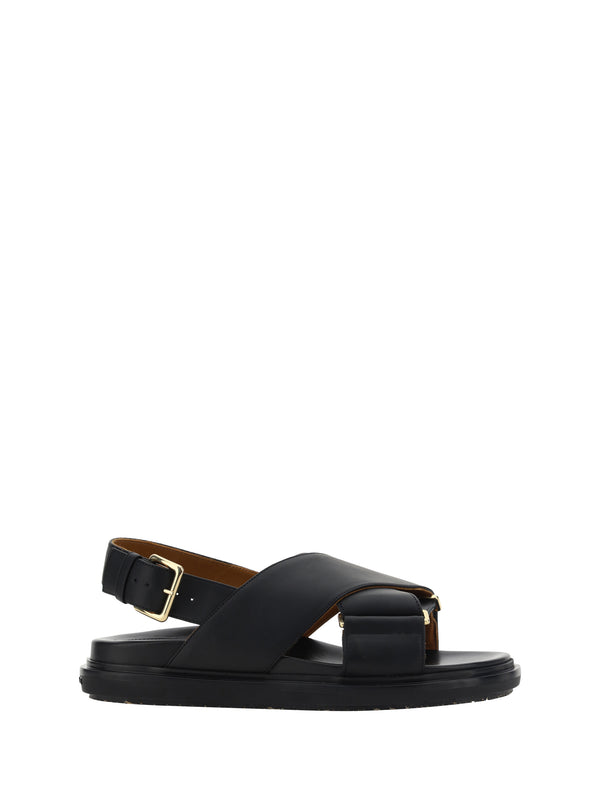 Marni Upper: 100% calf leather; Sole: 100% rubber sandals in black