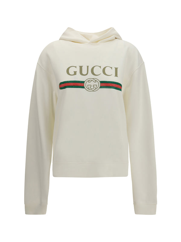Cotton And Cashmere Jersey Hoodie White/mc Cotton; Kashmir/capra Hircus Sweatshirts