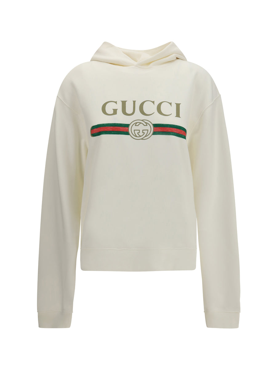 Cotton And Cashmere Jersey Hoodie White/mc Cotton; Kashmir/capra Hircus Sweatshirts