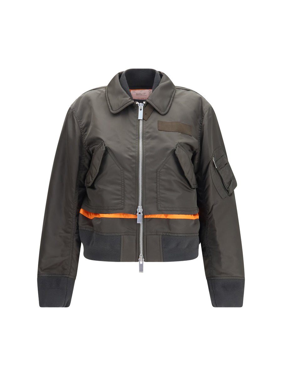 Sacai 100% Nylon jacket in brown