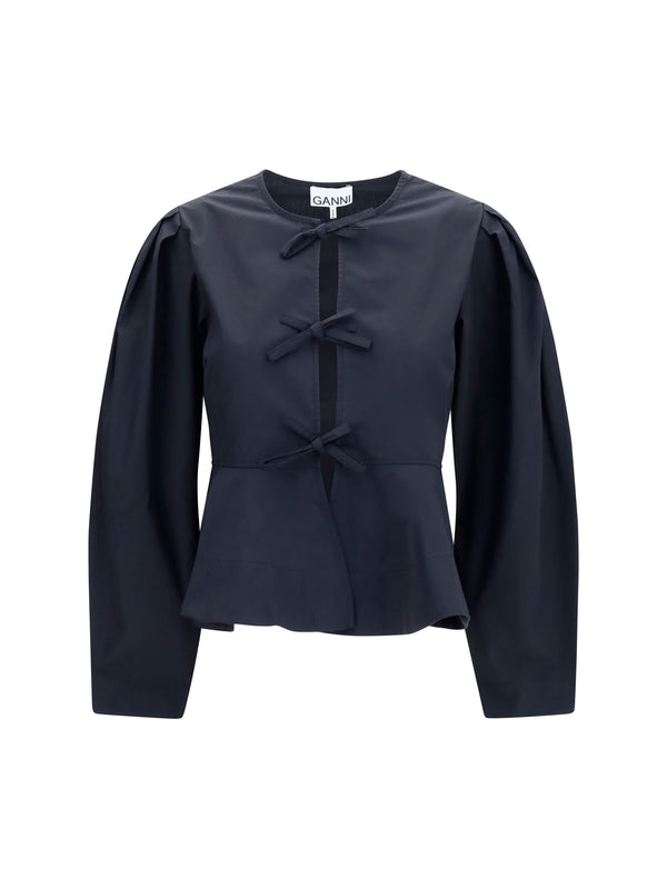 Ganni 100% Cotton blouse in black