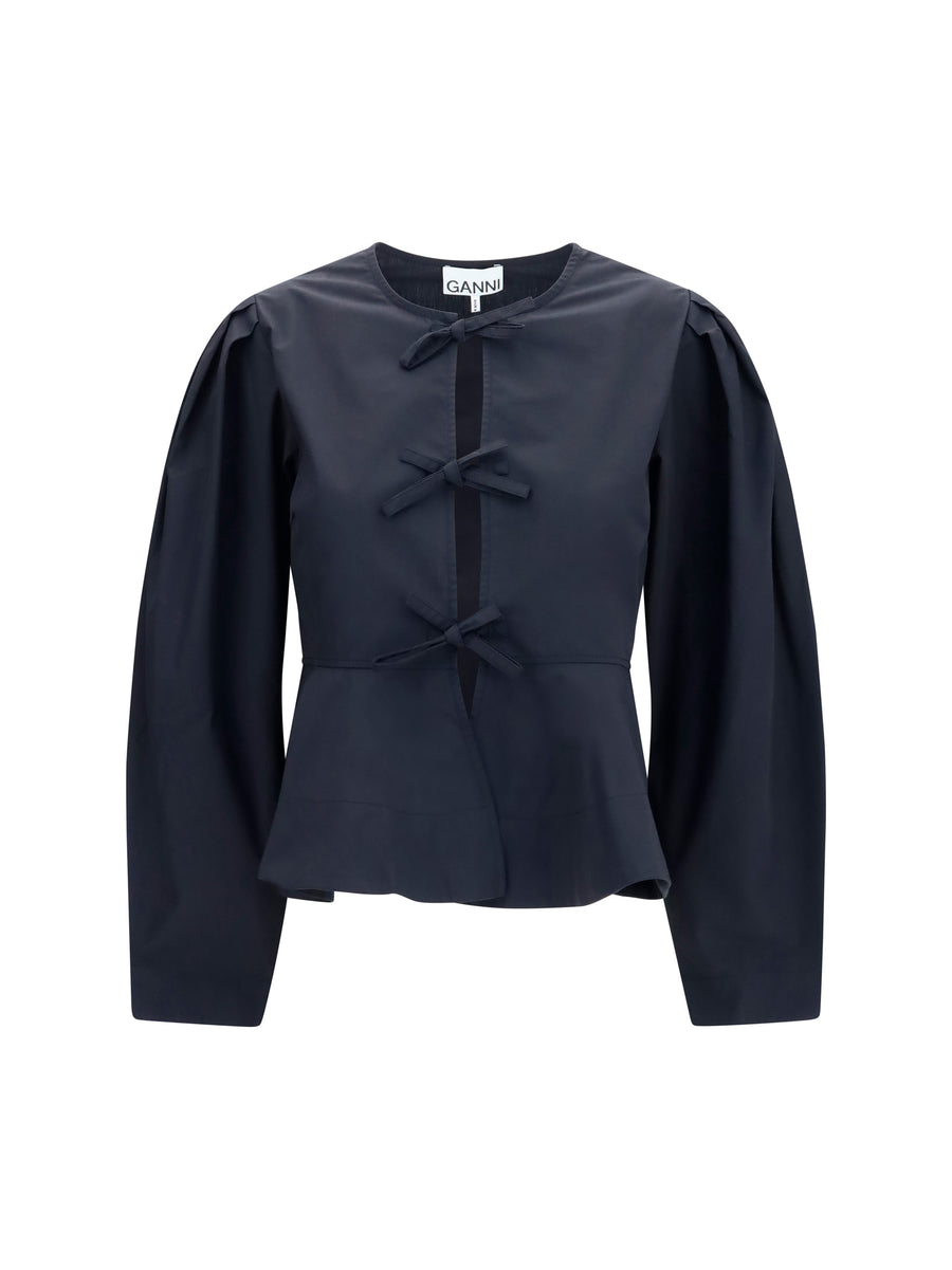 Ganni 100% Cotton blouse in black