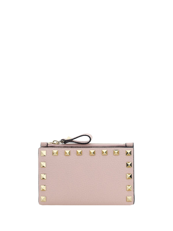 Valentino Garavani 100% calf leather card holder wallet in pink