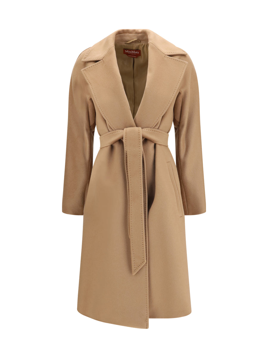 Peak Lapel Coat Cammello Fleece Wool Ovis Aries