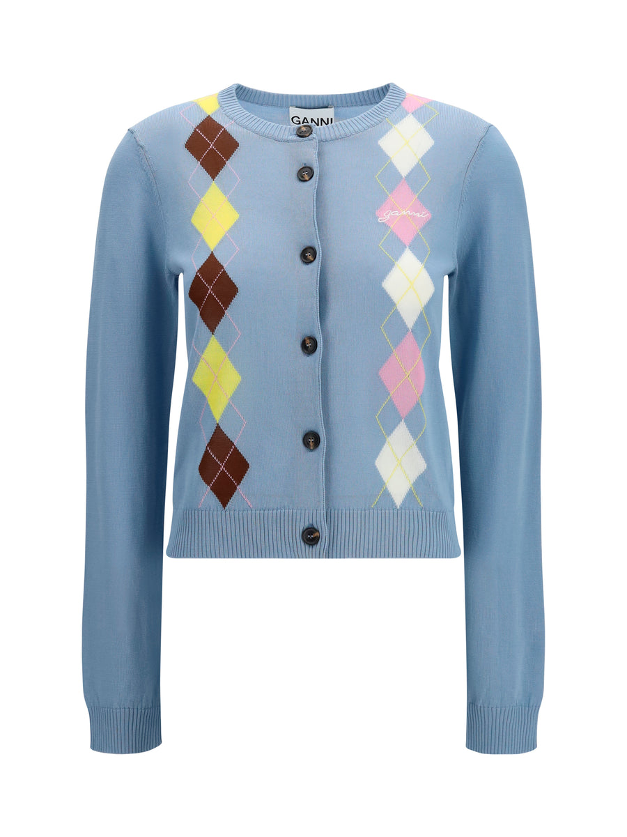 Ganni 100% Cotton cardigan in blue
