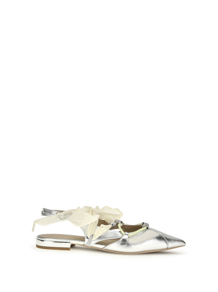 Pinko 100% Calf Leather Bos Taurus flat in silver