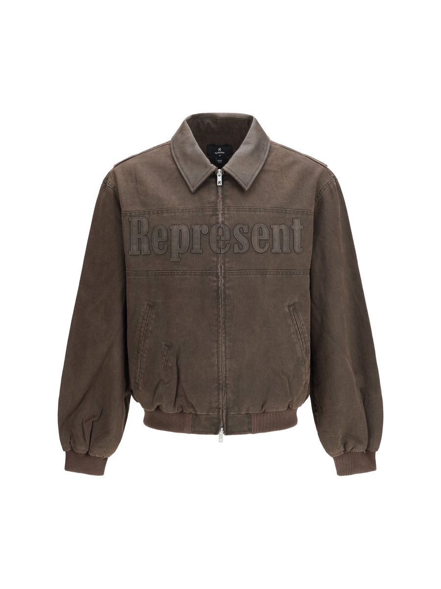 Represent 100% COTTON jacket in brown