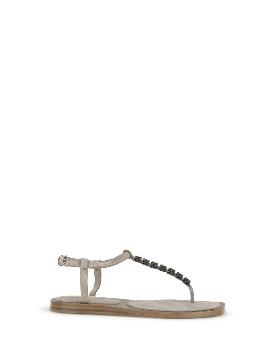 Brunello Cucinelli Upper: 100% calf leather; Sole: 100% calf leather sandal in beige