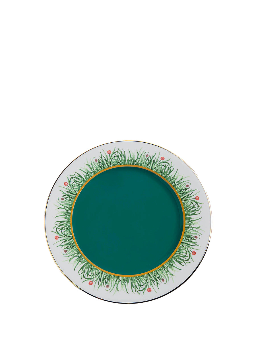La Double J 100% Porcelain charger plate in teal