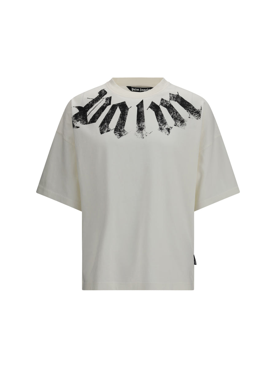 Big Neck Logo T-Shirt Off White Black Cotton T-shirts