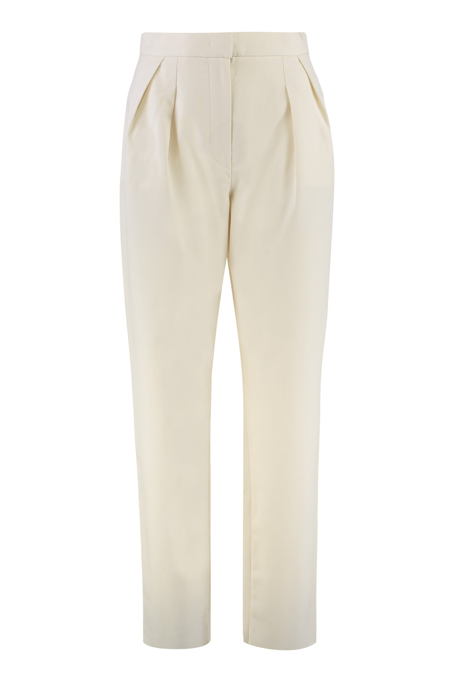 Carrot-Fit Cotton Trousers White Tapered