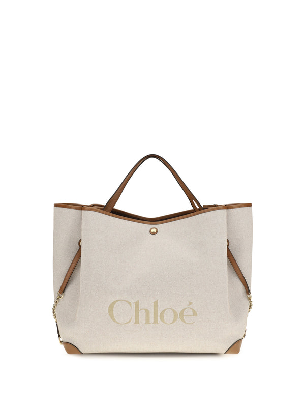 Chloé 100% COTTON tote bag in brown