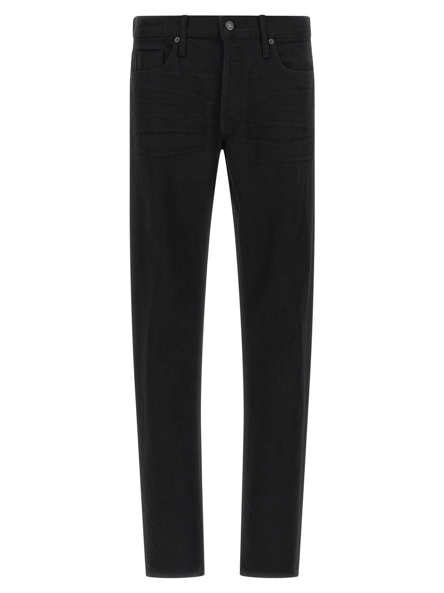Tom Ford Garment-Dyed Selvedge Stretch Jeans — Black