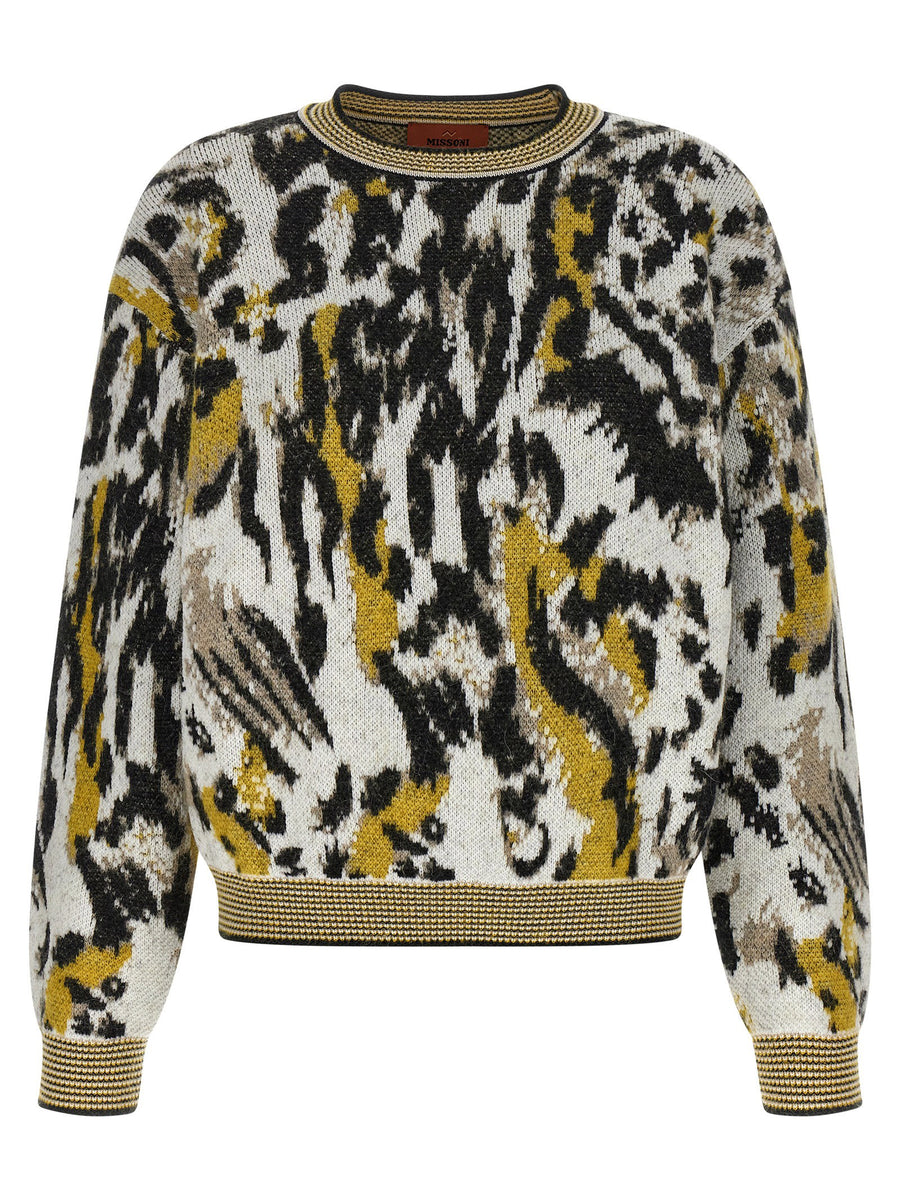 Missoni Animalier Jacquard Alpaca Blend Sweater — Cream