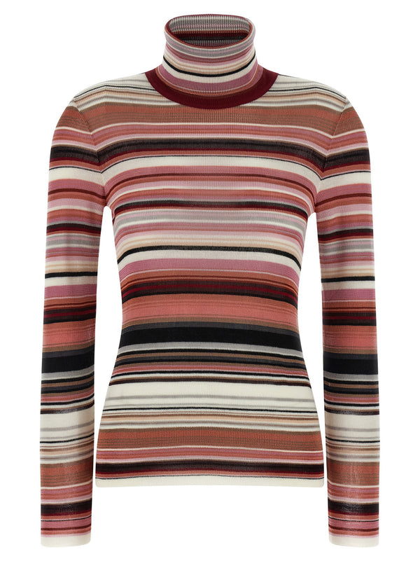 Missoni مخططة صوف-فيسكوز كنزة — عنابي