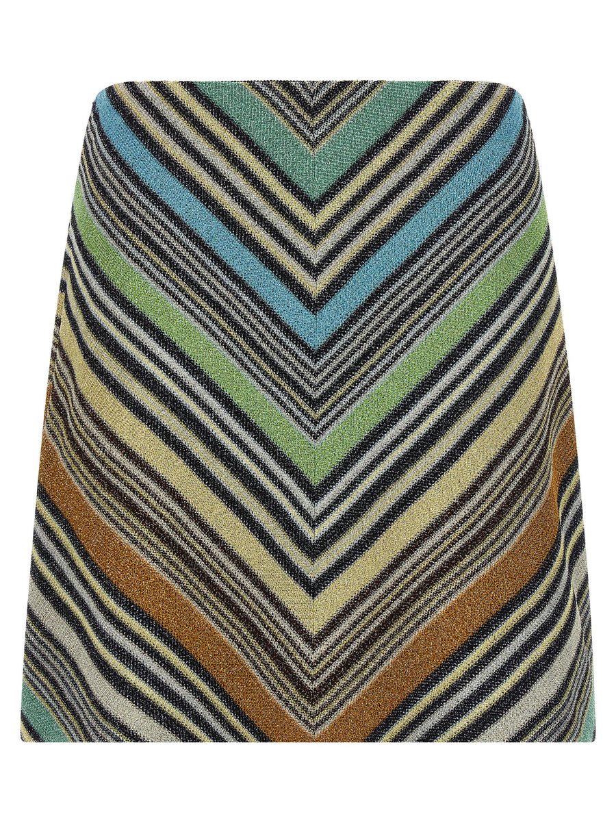 Missoni Chevron-Striped Knit Skirt — multi-color
