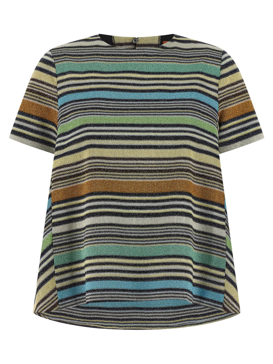 Missoni Striped Lamé T-shirt — Navy