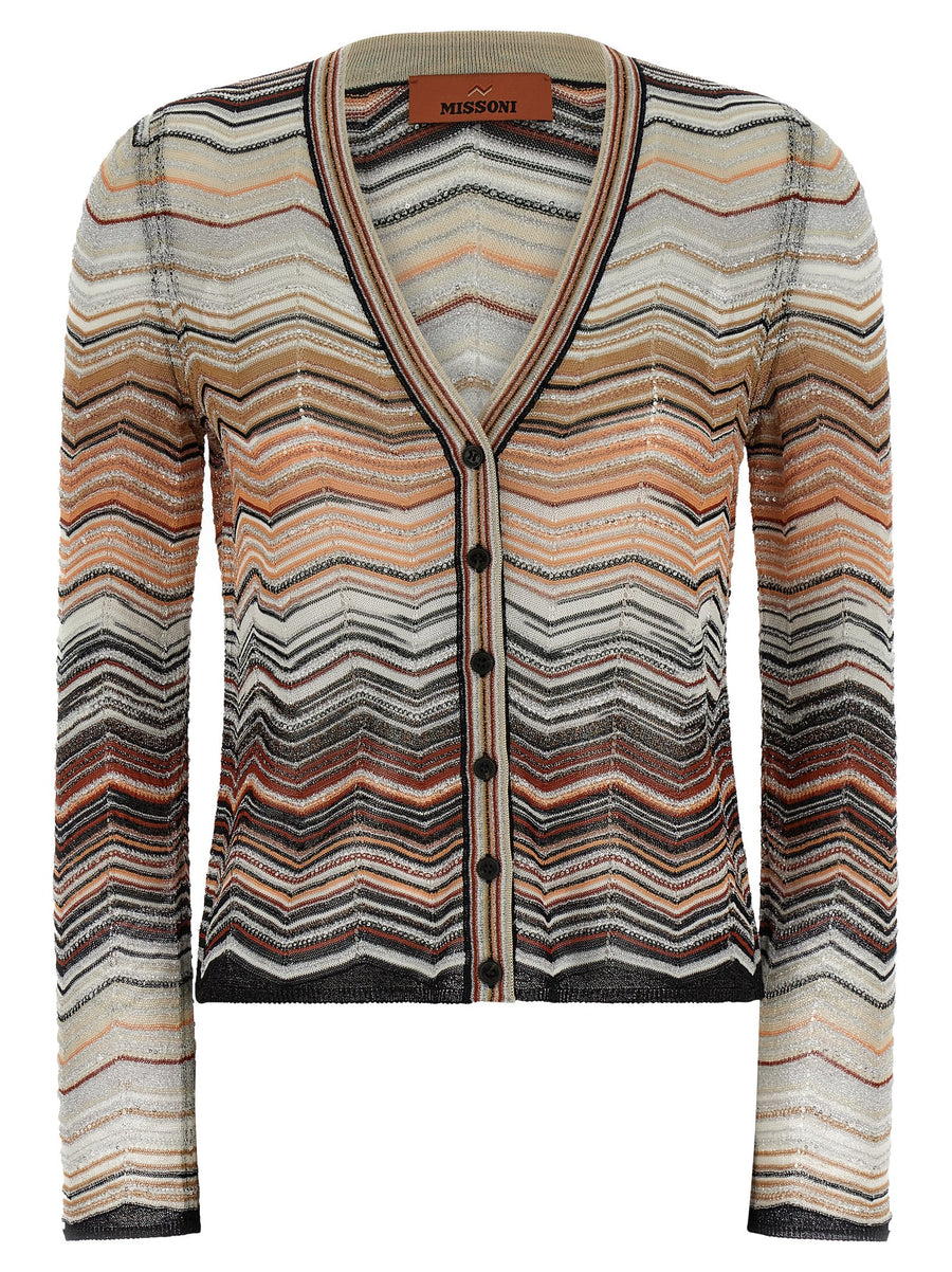 Missoni Chevron Lamé Sequin Cardigan — multicolor