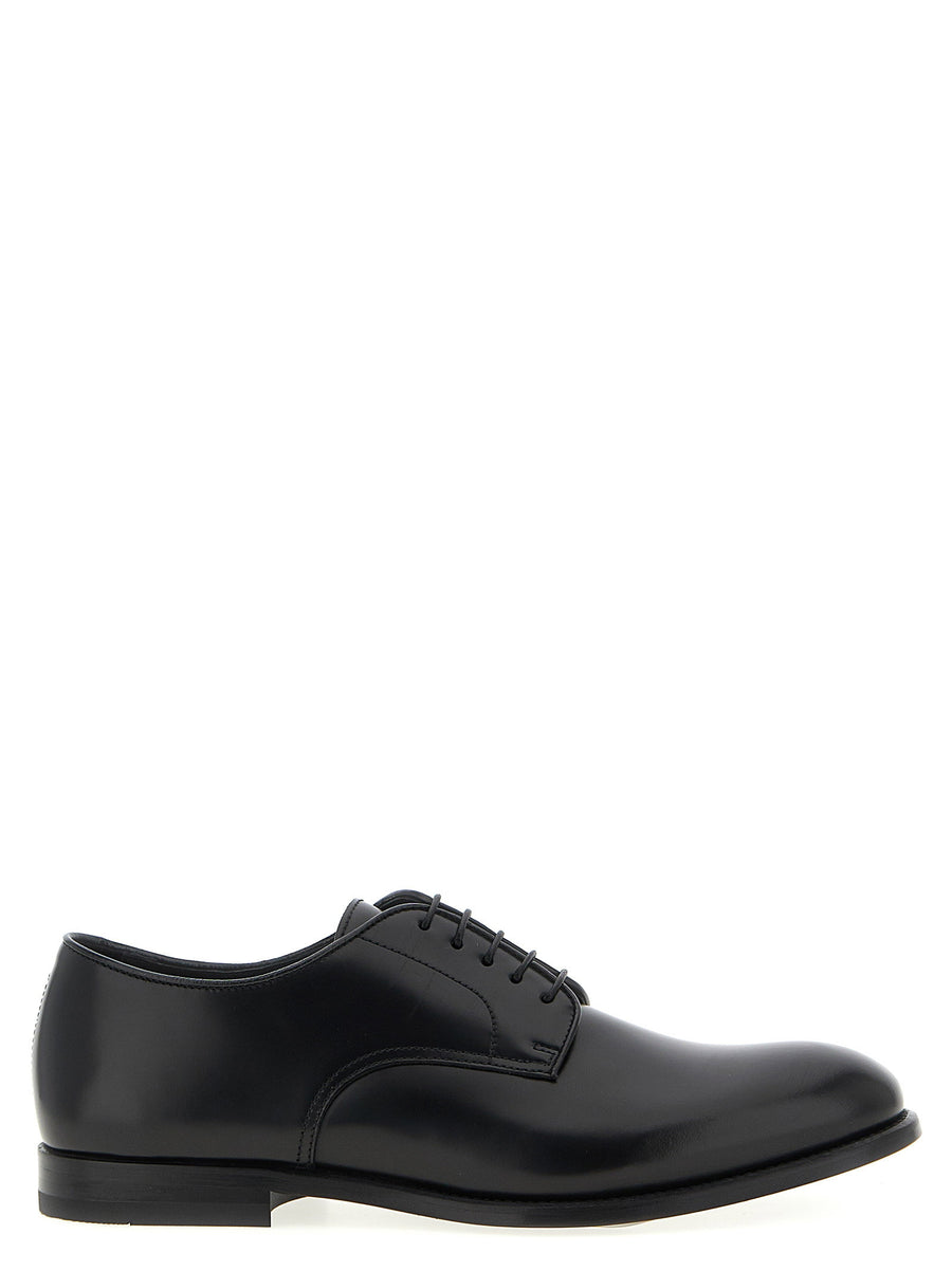 Doucal's Brushed Calf Leather Oxford — Black