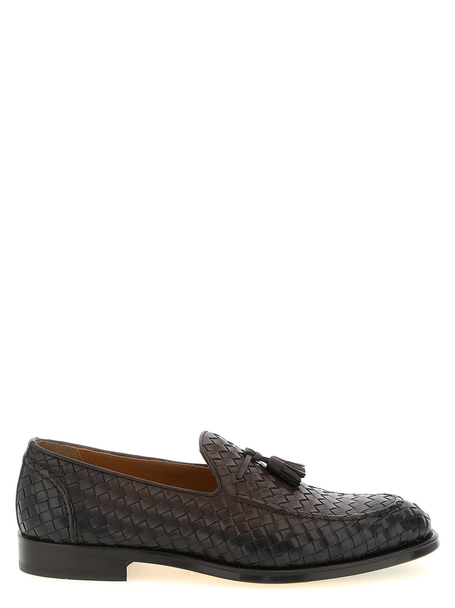 Doucal's Woven Leather Loafer — Black