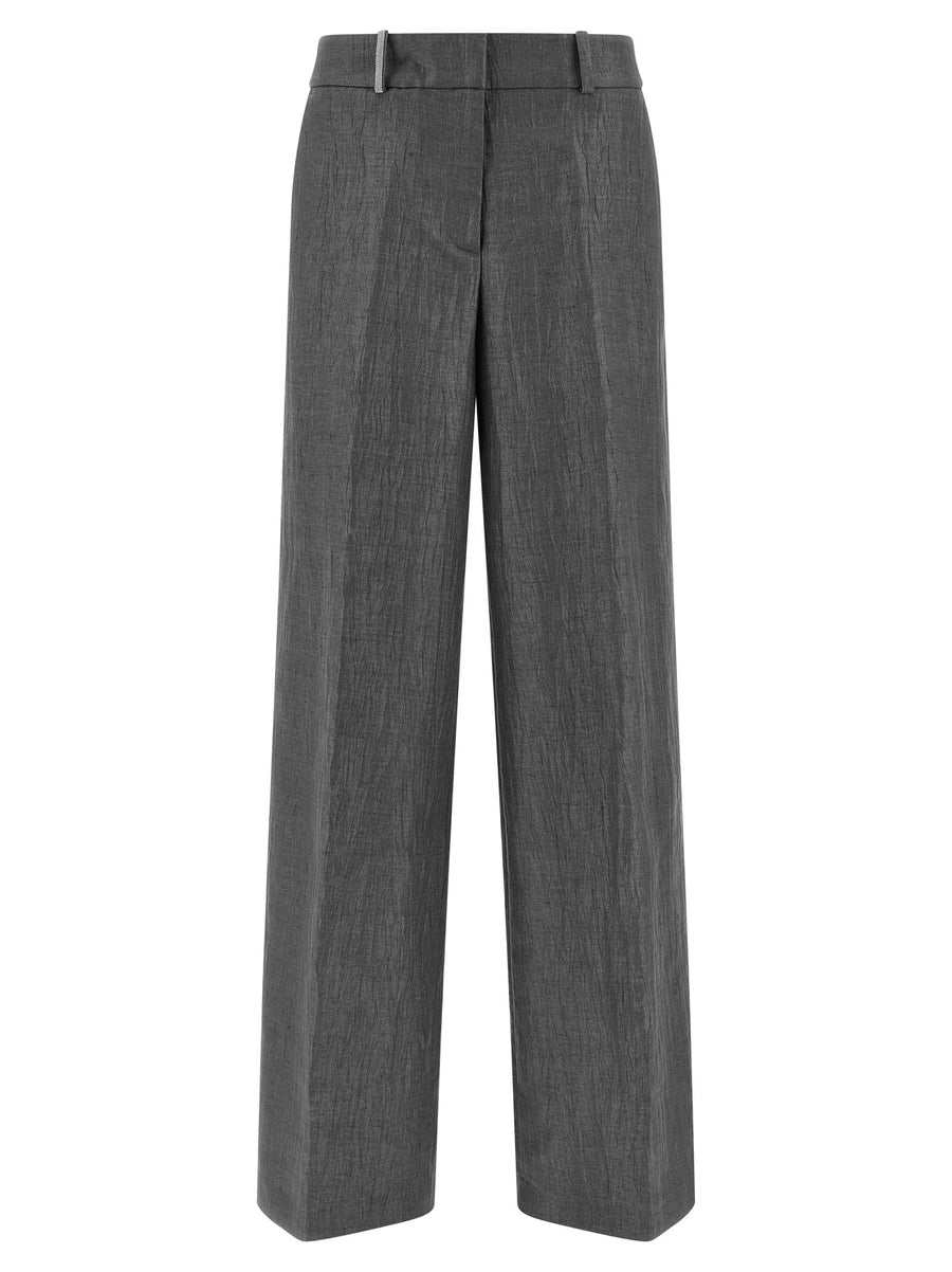 Peserico Punto Luce Embossed Linen Trousers — Gray