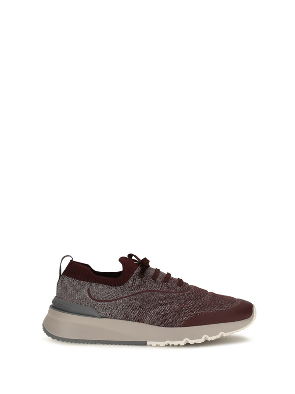 Techno Cotton Knit Sneakers Runners Burgundy Upper: Cotton; Sole: Rubber