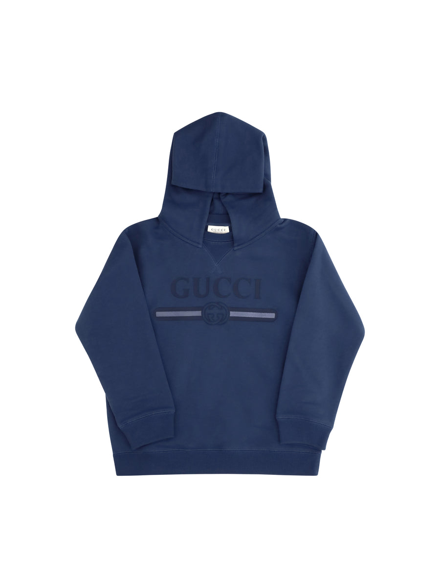 Cotton Hooded Sweatshirt With Print For Boy Brilliant Petroleum Sweatshirts