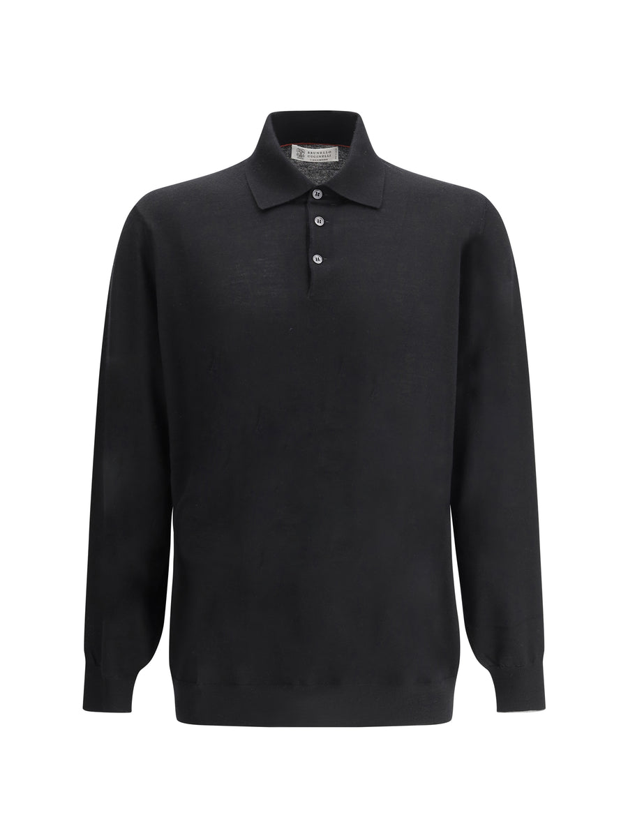 Brunello Cucinelli 10% Kashmir polo in black
