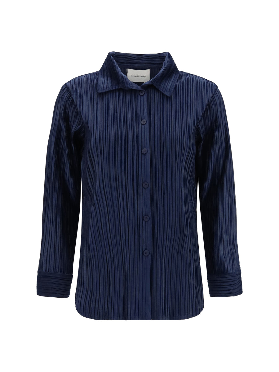 Gongdid Design 100% Polyester shirt in navy