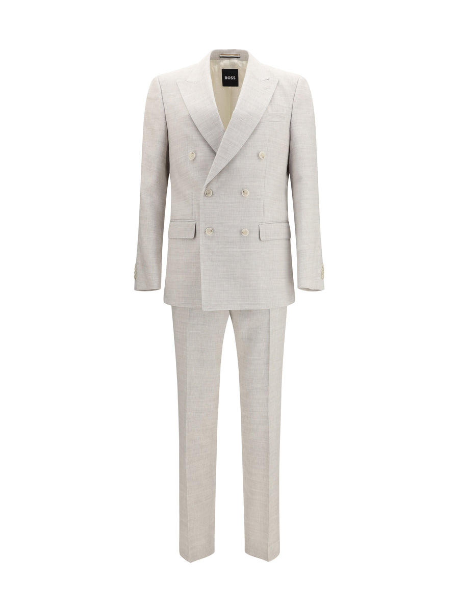 Hugo Boss Black 60% Linen; 40% Merino Wool Ovis Aries pant suit in gray