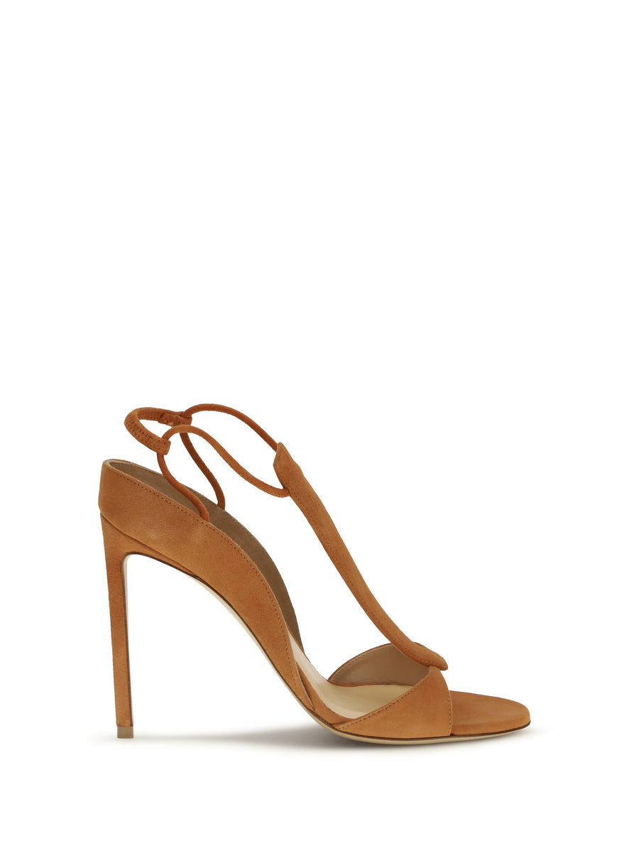 Francesco Russo 100% calf leather (Bos Taurus) heel sandal in orange