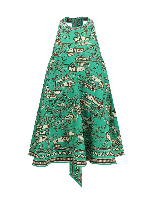 Alemais 100% Linen dress in green