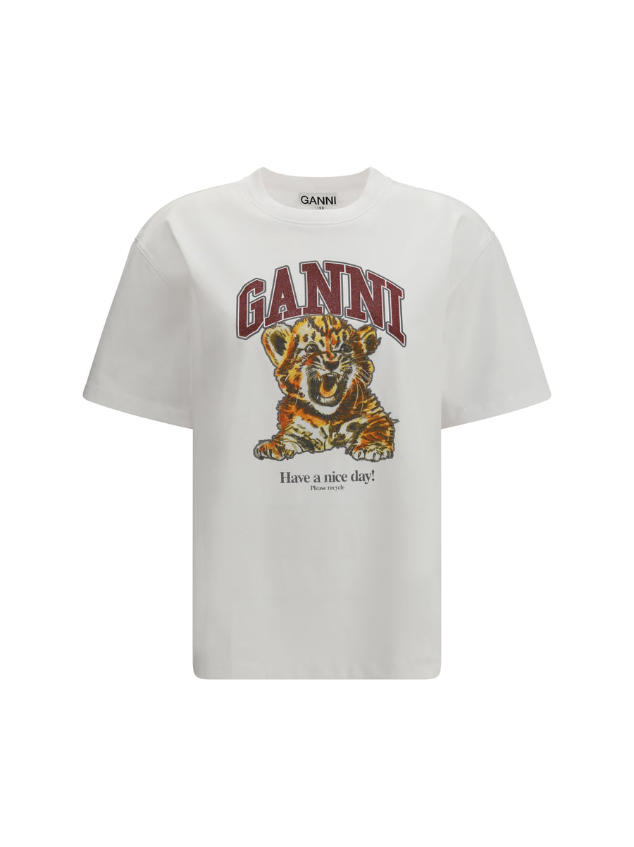 Beaded Tiger T-Shirt Bright White Cotton T-shirts