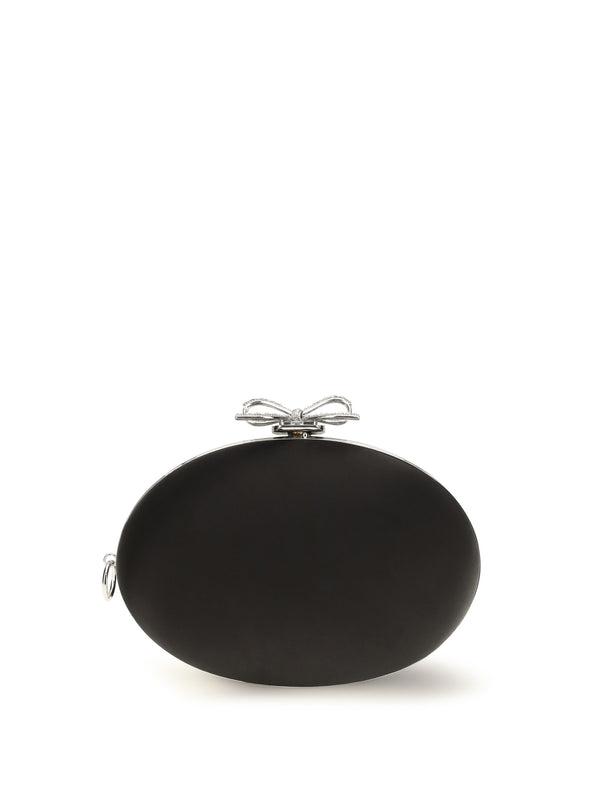 Oval Satin Clutch Black Polyester; Elastane Clutches