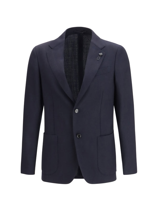 Lardini 100% Fleece Wool blazer in navy
