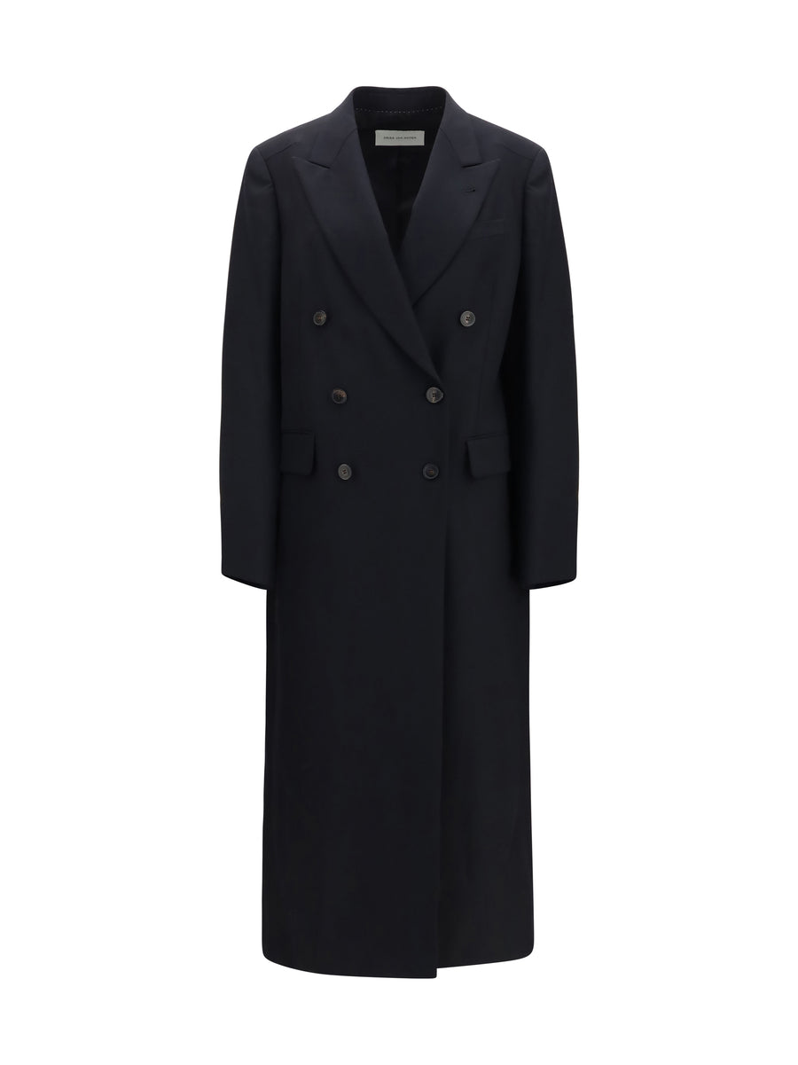 Long Wool Coat Black Merino
