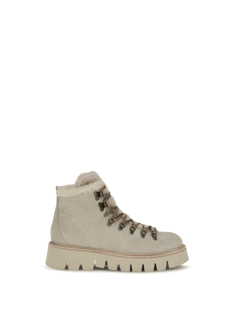 Salama Lace-Up Ankle Boots Nacre Castoro