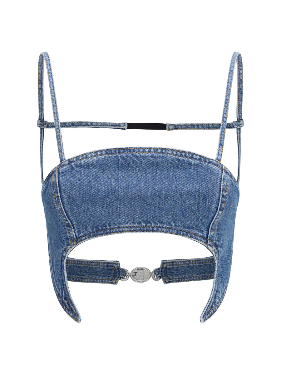 Marine Serre 100% Cotton bodysuit in blue