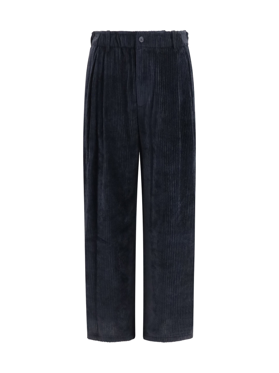 Wide-Leg Ribbed Viscose Velvet Pants Anthracite