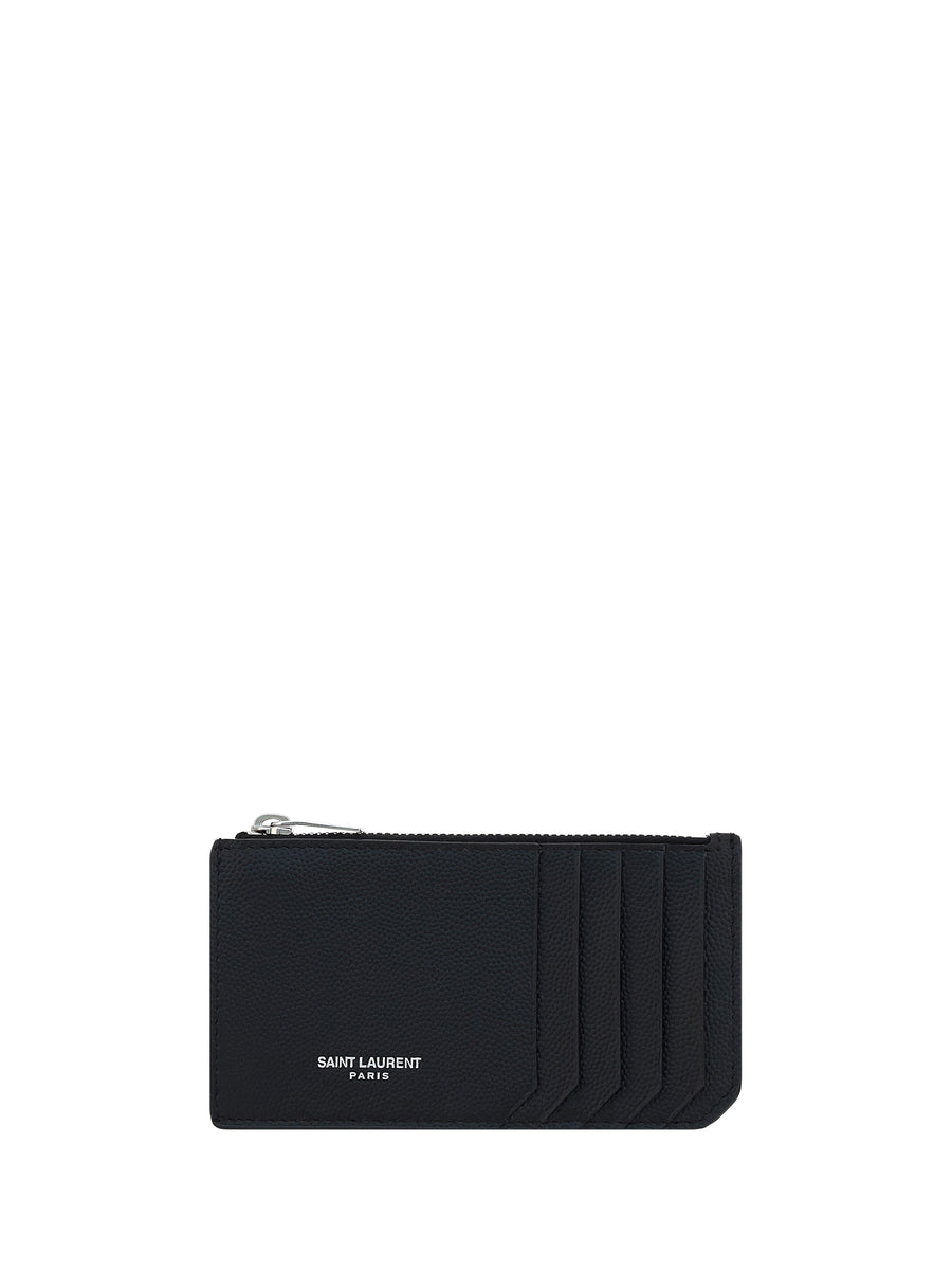 Saint Laurent 100% calf leather cardholder in black