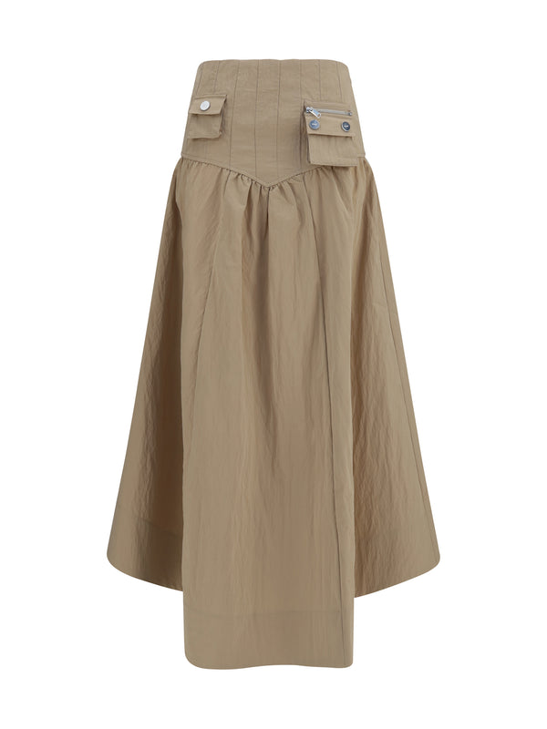 Ganni 81% Cotton skirt in beige