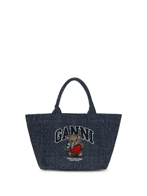 Ganni 100% Cotton tote bag in blue