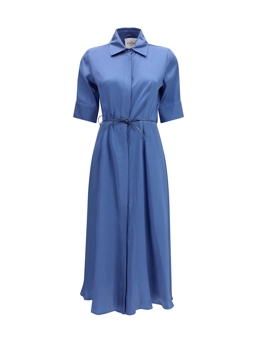 Crida Milano 100% Cotton dress in blue