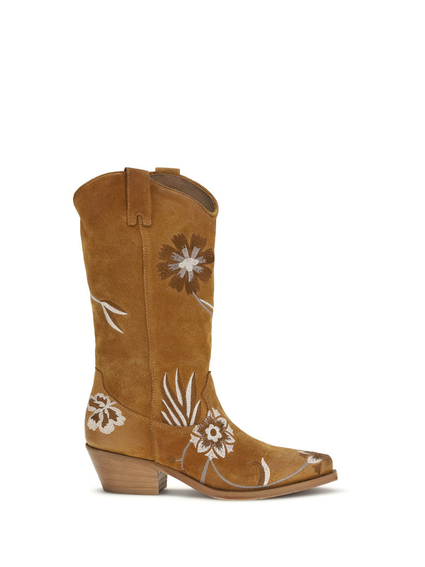 P.A.R.O.S.H. 100% Calf Leather Bos Taurus boot in brown