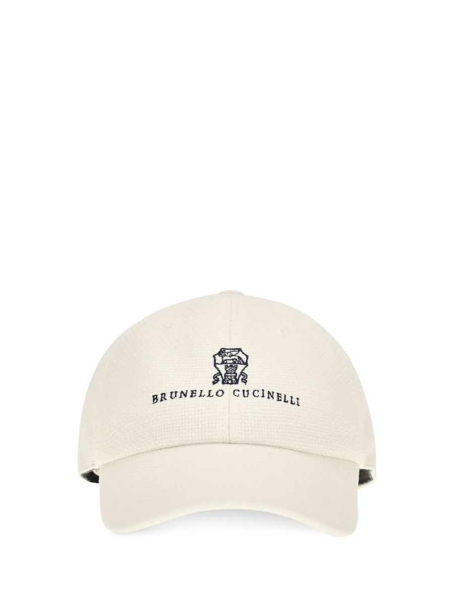 Visor Cap Offwhite+indaco Silk; Linen; Wool Ovis Aries Hats E Hairbands