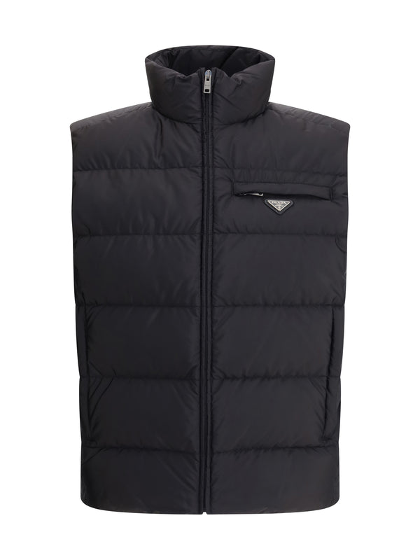 Prada OUTER: 100% RECYCLED POLYAMIDE; INNER: 100% GOOSE DOWN vest in black