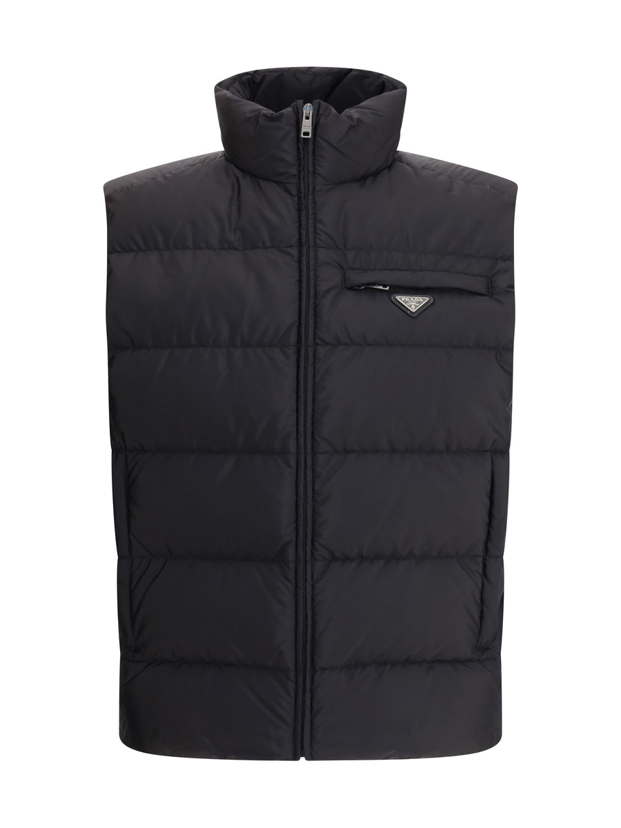 Prada OUTER: 100% RECYCLED POLYAMIDE; INNER: 100% GOOSE DOWN vest in black
